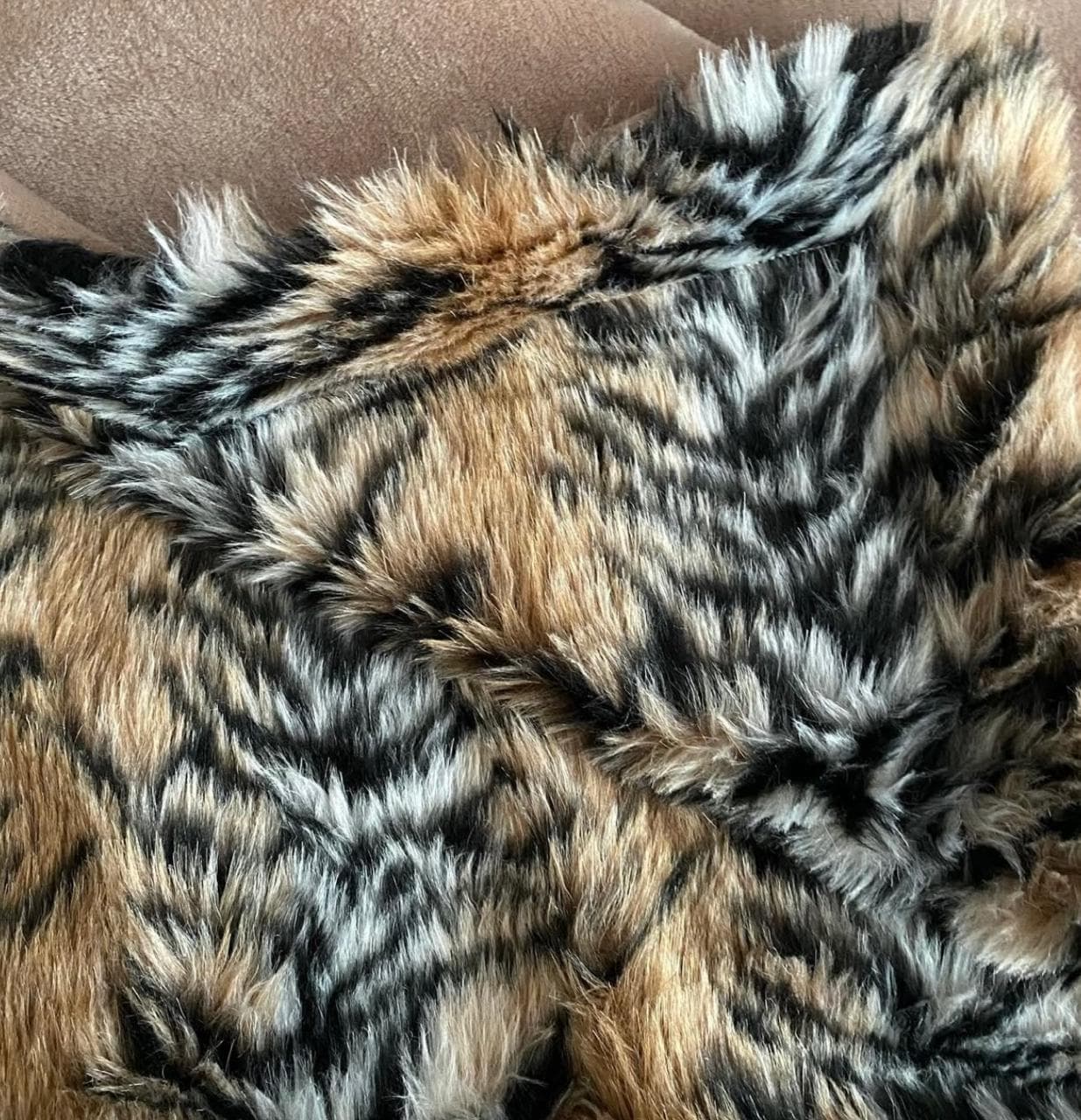 Tiger-print fur blanket